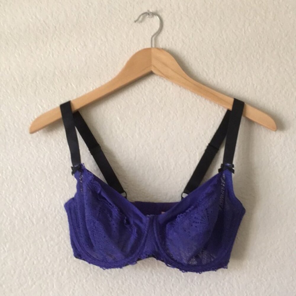 Hunkemoller Bra Underwire 34DDD Blue Black Indie Retro Rocker